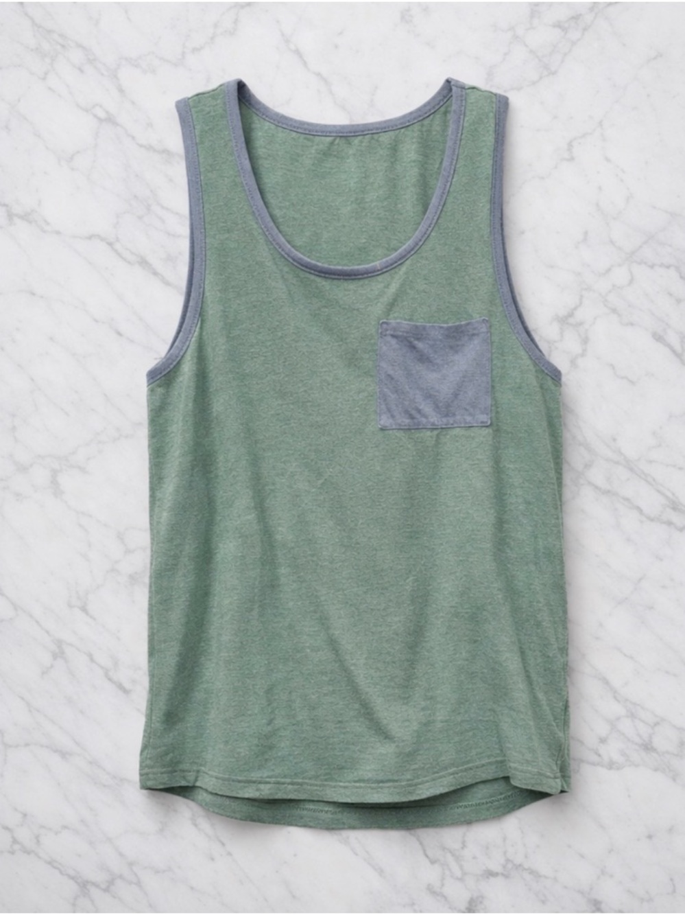 Men’s Green & Blue Summer Muscle Tank – Size M